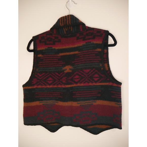 Vintage Cabelas Women's Sz M 100% Wool Sweater Vest Southwestern Made in USA - Picture 2 of 7